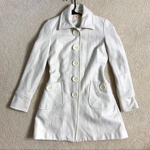 Tulle Anthropology Beige Wool Blend Pea Coat